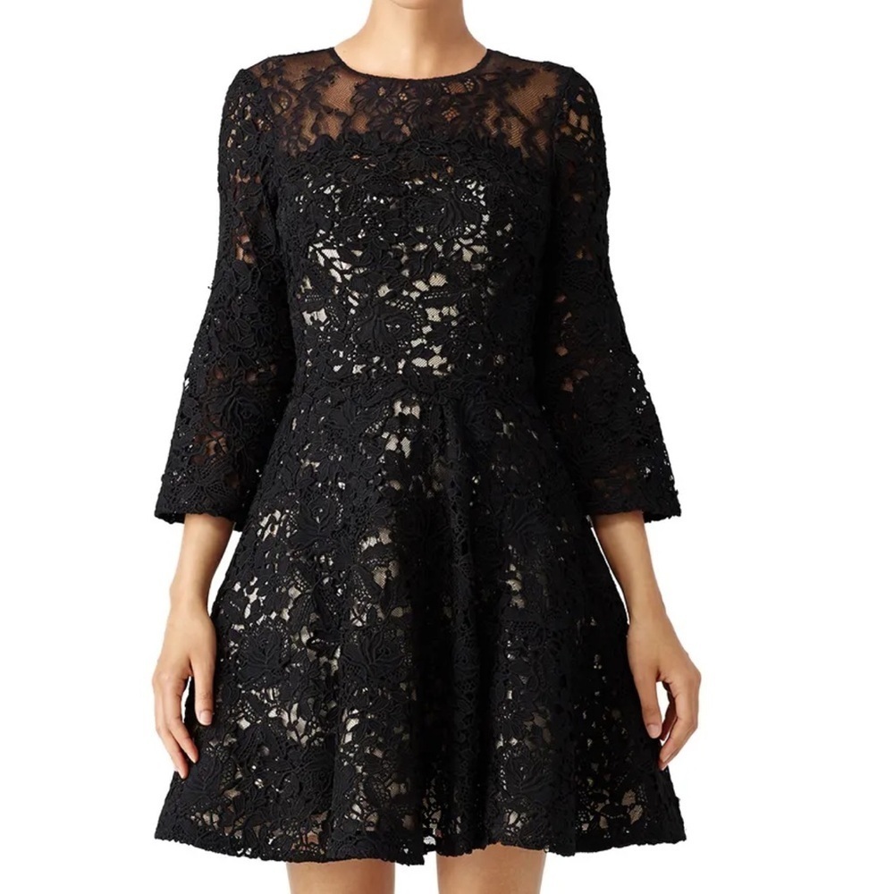 monique lhuillier black dress | Dresses | Ml Monique Lhuillier Bell Swirl Size 4 COLOR:PINK badge::New Costume Ideas Butlins 90s embroidered lace Scoop back